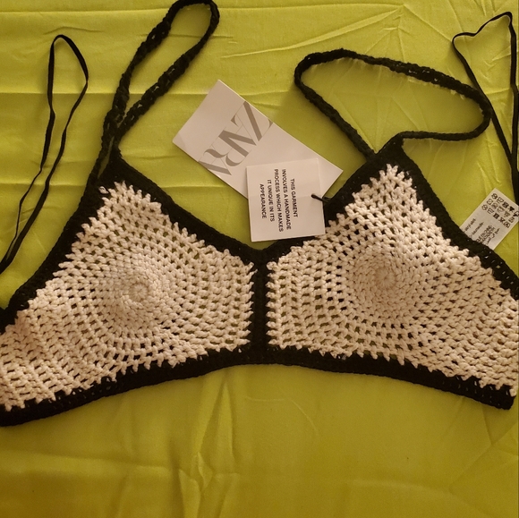 Crocheted Bralette black and white Zara - Picture 12 of 16